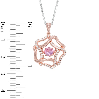 Unstoppable Love™ Lab-Created Pink and White Sapphire Flower Pendant in Sterling Silver with 14K Rose Gold Plate