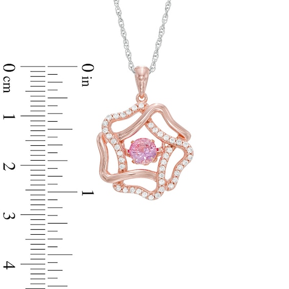 Unstoppable Love™ Lab-Created Pink and White Sapphire Flower Pendant in Sterling Silver with 14K Rose Gold Plate