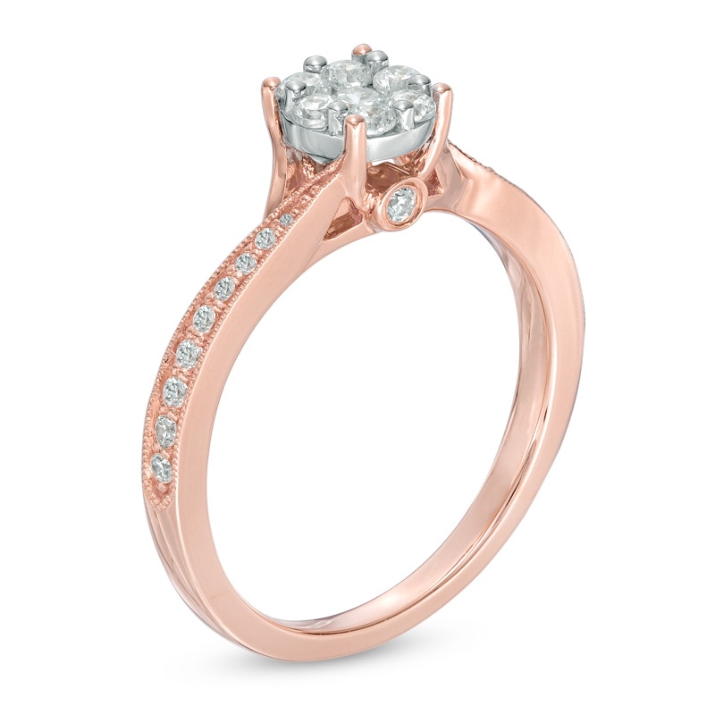 0.49 CT. T.W. Composite Diamond Twist Shank Engagement Ring in 10K Rose ...