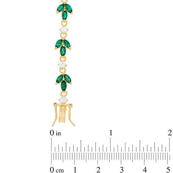 Marquise Lab-Created Green Quartz and White Sapphire Flower Bracelet in Sterling Silver with 18K Gold Plate - 7.25"