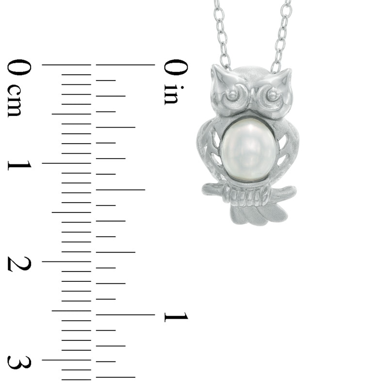 5.5-6.0mm Freshwater Cultured Pearl Owl Pendant in Sterling Silver
