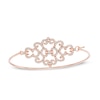 Thumbnail Image 0 of Lab-Created White Sapphire Damask Bangle in Sterling Silver with 18K Rose Gold Plate - 7.25"