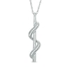 Diamond Accent Ribbon Double Wrapped Stick Pendant in Sterling Silver