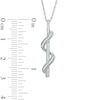 Diamond Accent Ribbon Double Wrapped Stick Pendant in Sterling Silver