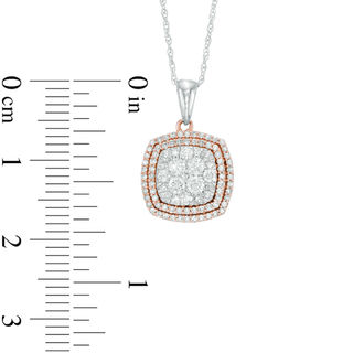 0.50 CT. T.W. Composite Diamond Double Square Frame Pendant in 10K Two-Tone Gold