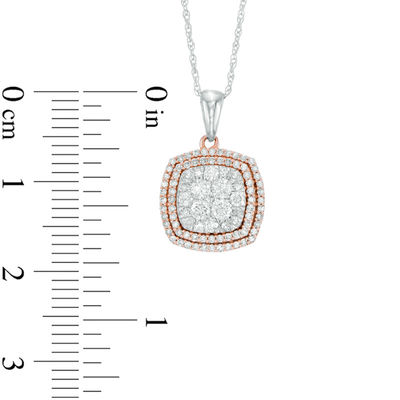 0.50 CT. T.W. Composite Diamond Double Square Frame Pendant in 10K Two-Tone Gold