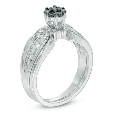 0.30 CT. T.W. Enhanced Black and White Composite Diamond Bridal Set in 10K White Gold