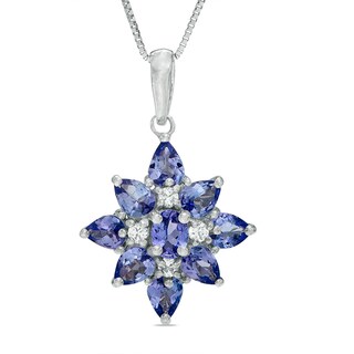 Multi-Shaped Tanzanite and Diamond Accent Star Cluster Pendant in 10K White Gold