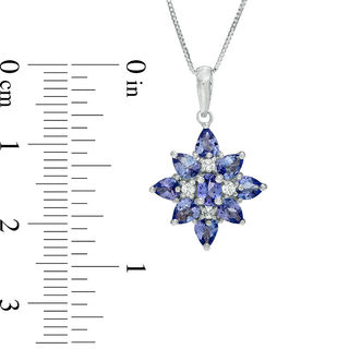 Multi-Shaped Tanzanite and Diamond Accent Star Cluster Pendant in 10K White Gold