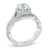 1.24 CT. T.W. Certified Canadian Diamond Frame Twist Shank Bridal Set in 14K White Gold (I/I2)