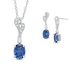 Thumbnail Image 0 of Lab-Created Blue and White Sapphire Pendant and Earrings Set in Sterling Silver
