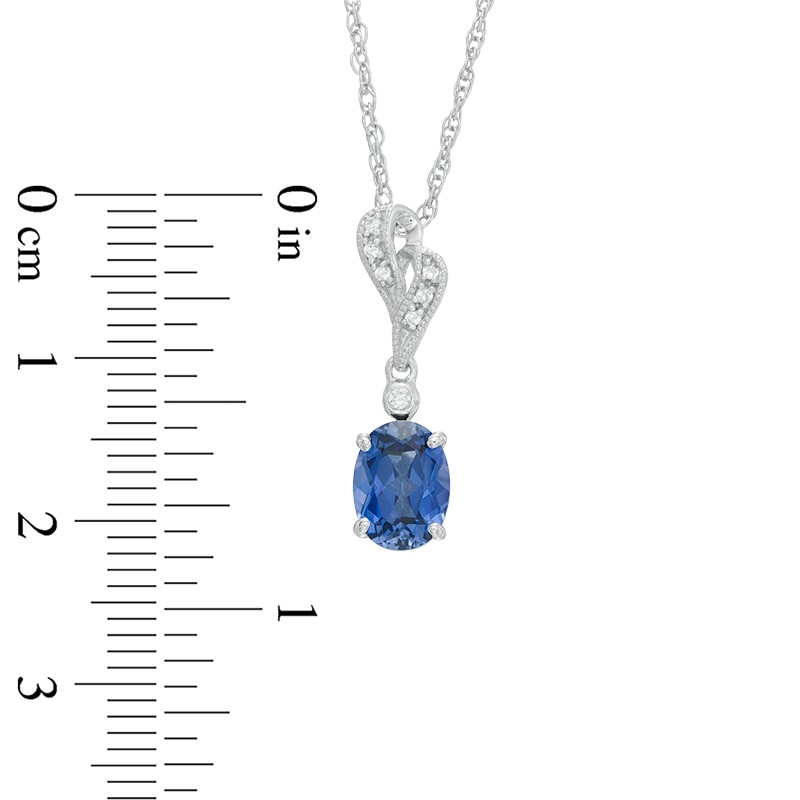 Lab-Created Blue and White Sapphire Pendant and Earrings Set in Sterling Silver|Peoples Jewellers