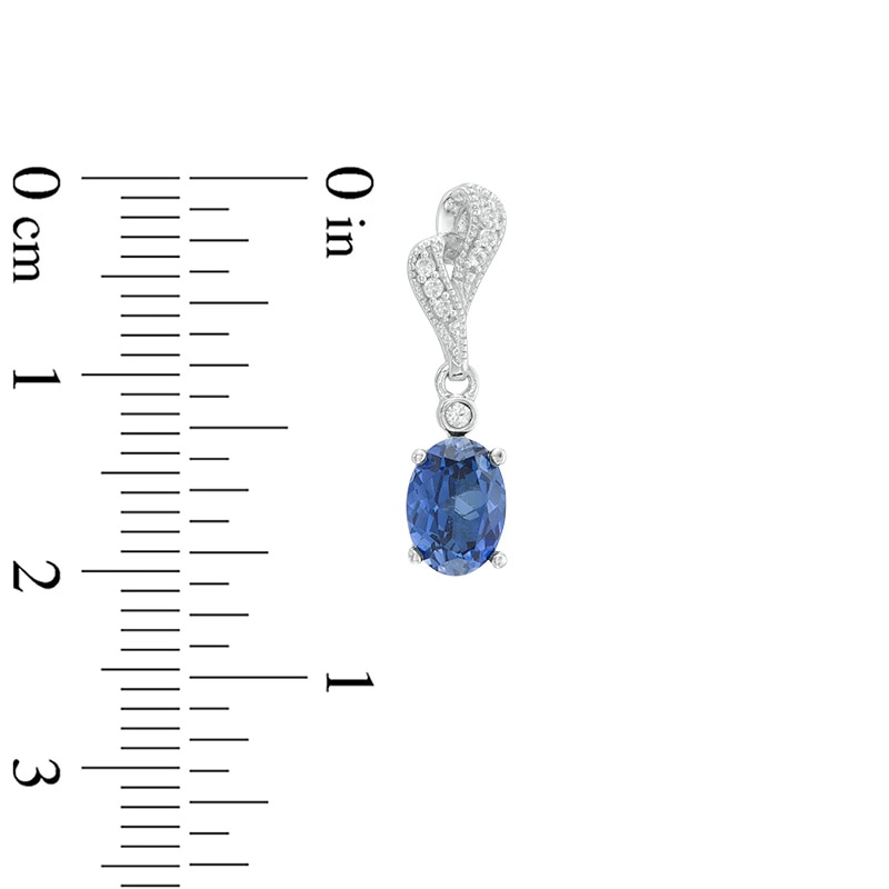 Lab-Created Blue and White Sapphire Pendant and Earrings Set in Sterling Silver