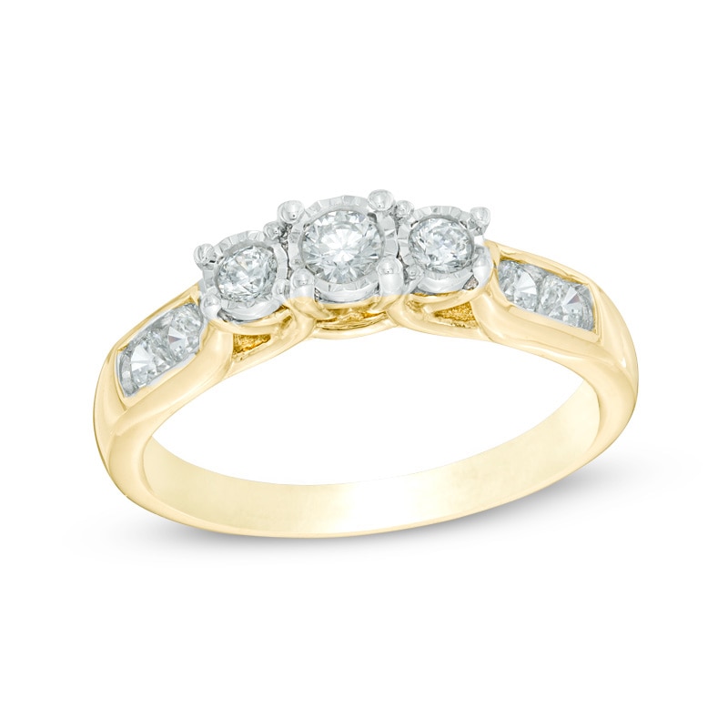 0.45 CT. T.W. Diamond Past Present Future® Engagement Ring in 10K Gold|Peoples Jewellers