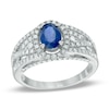 Your Stone Your Story™ Oval Blue Sapphire and 0.52 CT. T.W. Diamond Frame Ring in 14K White Gold