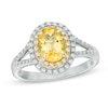 Thumbnail Image 1 of Your Stone Your Story™ Oval Yellow Beryl and 0.24 CT.T.W. Diamond Frame Ring in 14K Two-Tone Gold