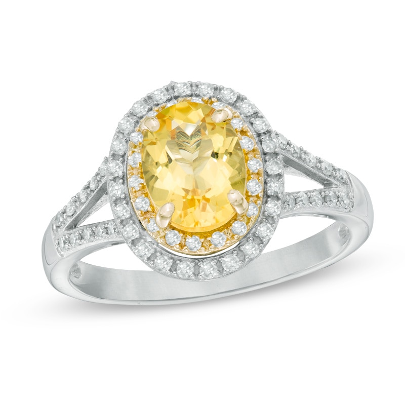 Your Stone Your Story™ Oval Yellow Beryl and 0.24 CT.T.W. Diamond Frame Ring in 14K Two-Tone Gold|Peoples Jewellers