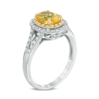 Your Stone Your Story™ Oval Yellow Beryl and 0.24 CT.T.W. Diamond Frame Ring in 14K Two-Tone Gold