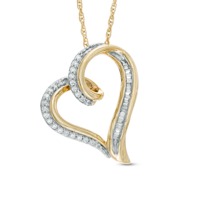 0.15 CT. T.W. Diamond Tilted Looping Heart Pendant in 10K Gold|Peoples Jewellers