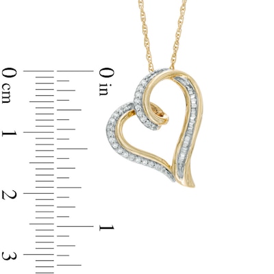 0.15 CT. T.W. Diamond Tilted Looping Heart Pendant in 10K Gold