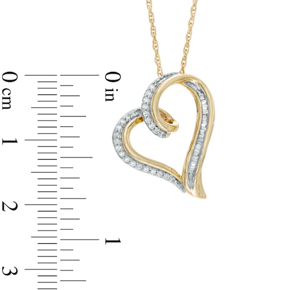 0.15 CT. T.W. Diamond Tilted Looping Heart Pendant in 10K Gold