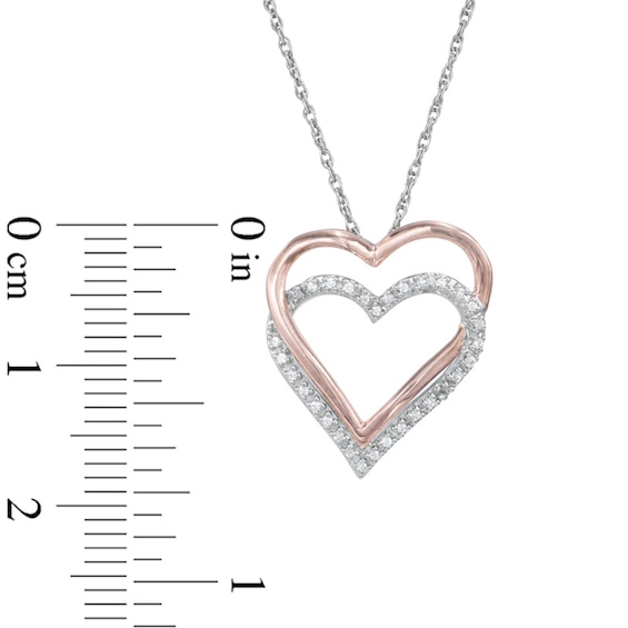 0.09 CT. T.W. Diamond Double Heart Pendant in 10K Two-Tone Gold