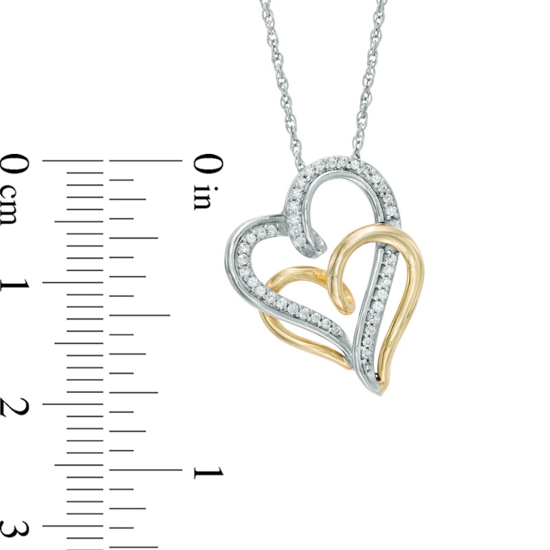 0.15 CT. T.W. Diamond Entwined Double Heart Pendant in 10K Two-Tone Gold|Peoples Jewellers