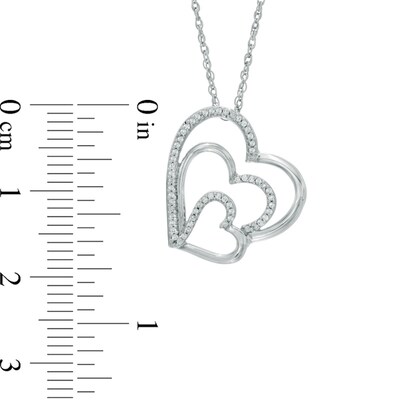 0.15 CT. T.W. Diamond Tilted Layered Triple Heart Pendant in Sterling Silver