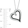 0.45 CT. T.W. Enhanced Black and White Diamond Tilted Double Heart Pendant in Sterling Silver