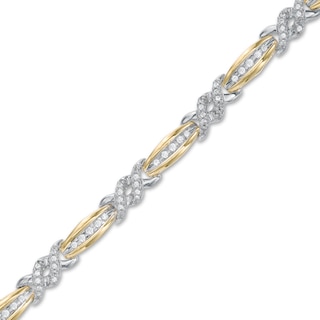 0.70 CT. T.W. Diamond Double Twist Bracelet in 10K Two-Tone Gold - 7.25"