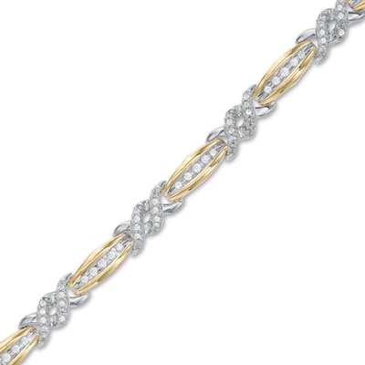 0.70 CT. T.W. Diamond Double Twist Bracelet in 10K Two-Tone Gold - 7.25"