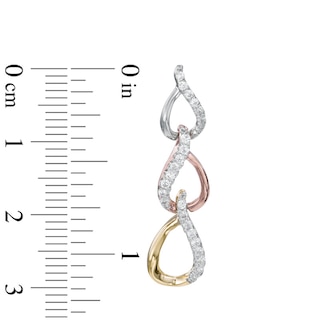 0.30 CT. T.W. Diamond Three Tier Drop Earrings in 10K Tri-Tone Gold