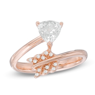 6.0mm Trillion-Cut Lab-Created White Sapphire Arrow Ring in Sterling Silver with 14K Rose Gold Plate