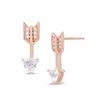 4.0mm Trillion-Cut Lab-Created White Sapphire Arrow Drop Earrings in Sterling Silver with 14K Rose Gold Plate