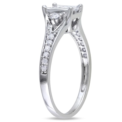 0.48 CT. T.W. Princess-Cut Diamond Rectangle Composite Engagement Ring in 10K White Gold