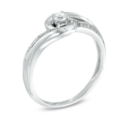 0.15 CT. T.W. Diamond Bypass Milgrain Promise Ring in 10K White Gold