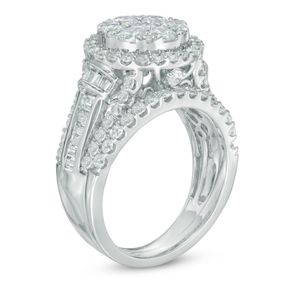 2.50 CT. T.W. Composite Diamond Frame Multi-Row Bridal Set in 14K White Gold