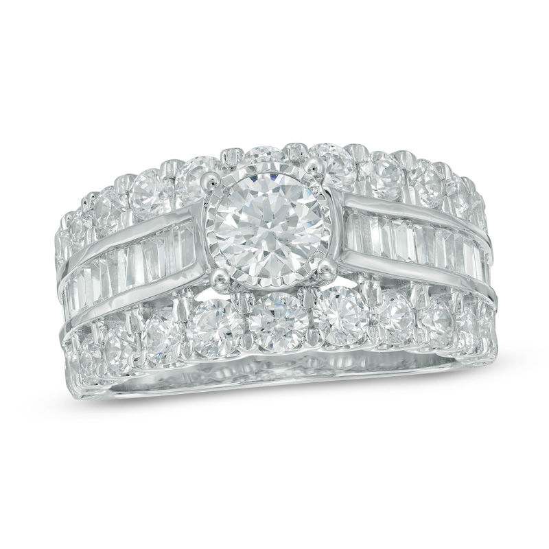 3.00 CT. T.W. Diamond Multi-Row Shank Engagement Ring in 14K White Gold|Peoples Jewellers