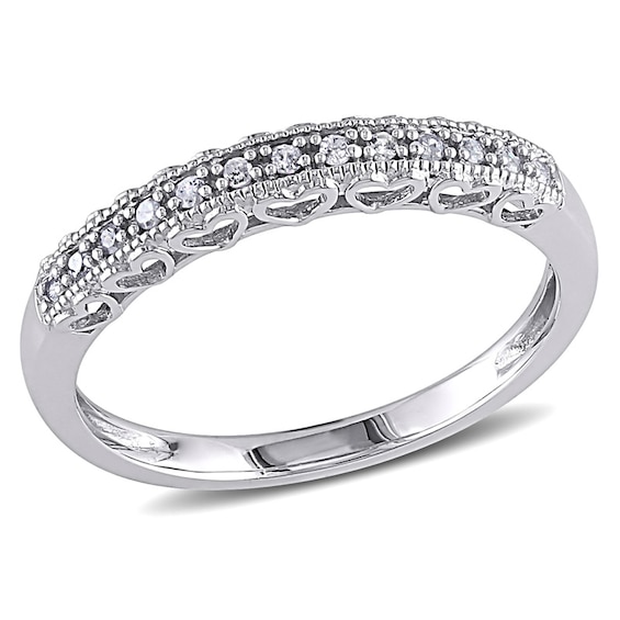 Diamond Accent Heart Anniversary Band in 10K White Gold