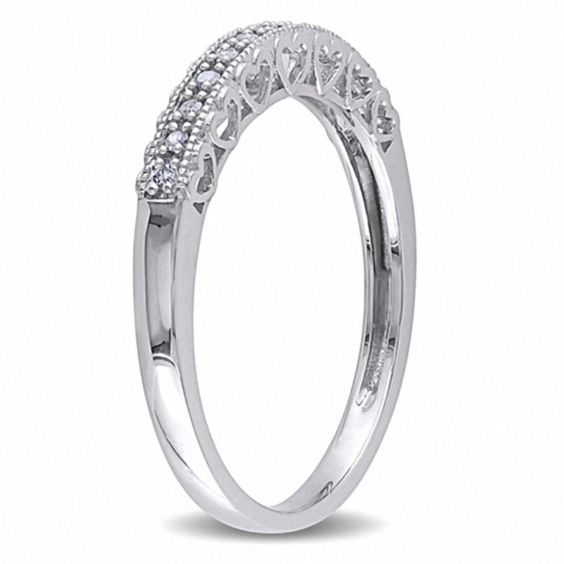 Diamond Accent Heart Anniversary Band in 10K White Gold|Peoples Jewellers
