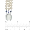 Thumbnail Image 1 of Freshwater Cultured Pearl and Cushion-Cut White Quartz Doublet Triple Strand Necklace with Sterling Silver Clasp