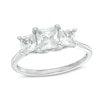 Princess-Cut Lab-Created White Sapphire Three Stone Ring in 10K White Gold