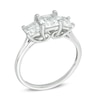 Princess-Cut Lab-Created White Sapphire Three Stone Ring in 10K White Gold