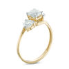 Thumbnail Image 1 of 5.2mm Lab-Created White Sapphire Three Stone Bypass Ring in 10K Gold