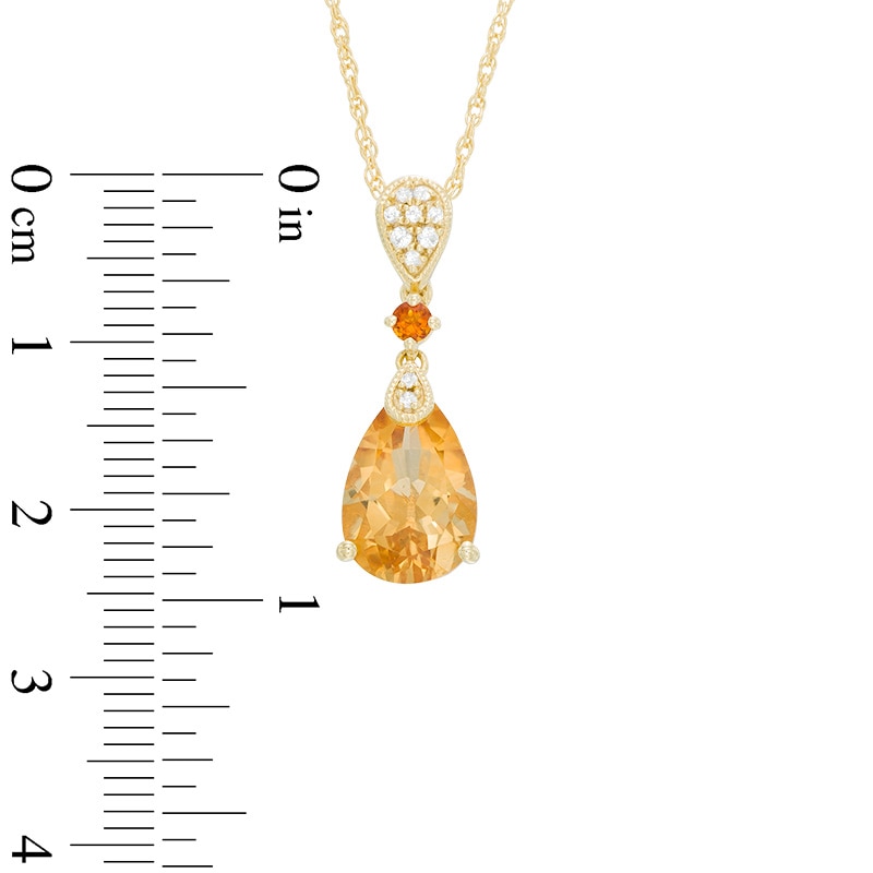 Pear-Shaped Citrine and Lab-Created White Sapphire Drop Pendant in Sterling Silver and 14K Gold Plate|Peoples Jewellers
