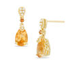 Pear-Shaped Citrine and Lab-Created White Sapphire Drop Earrings in Sterling Silver with 14K Gold Plate