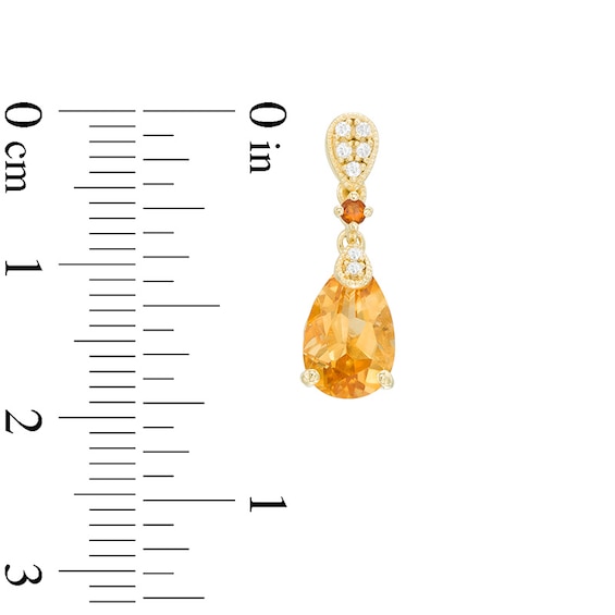 Pear-Shaped Citrine and Lab-Created White Sapphire Drop Earrings in Sterling Silver with 14K Gold Plate