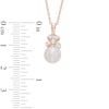 Thumbnail Image 1 of Freshwater Cultured Pearl Bow Pendant and Earrings Set in Sterling Silver with 14K Rose Gold Plate