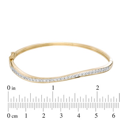 0.95 CT. T.W. Diamond Wavy Bangle in Sterling Silver and 14K Gold Plate