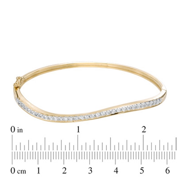 0.95 CT. T.W. Diamond Wavy Bangle in Sterling Silver and 14K Gold Plate